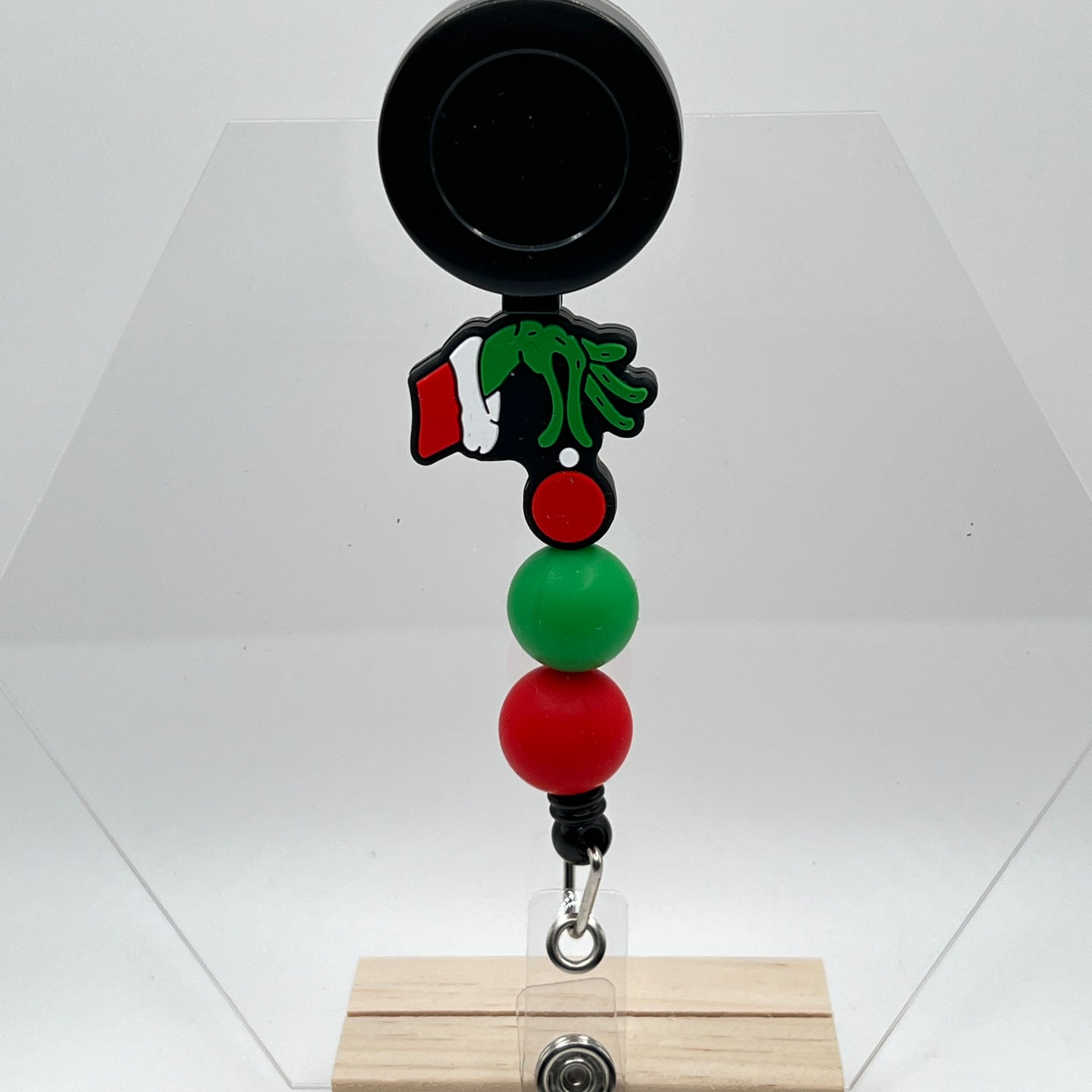 Green Christmas Guy Hand Badge Reel